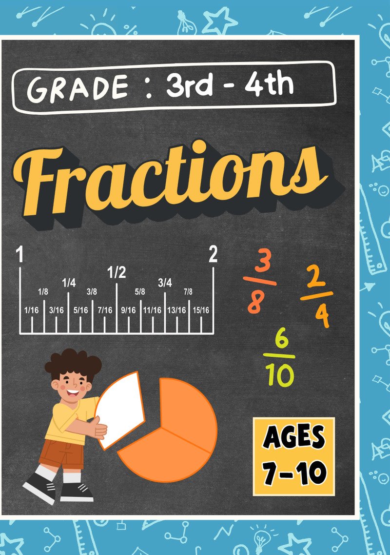 KLC Fractions Grade 3 to 4 math workbook cover