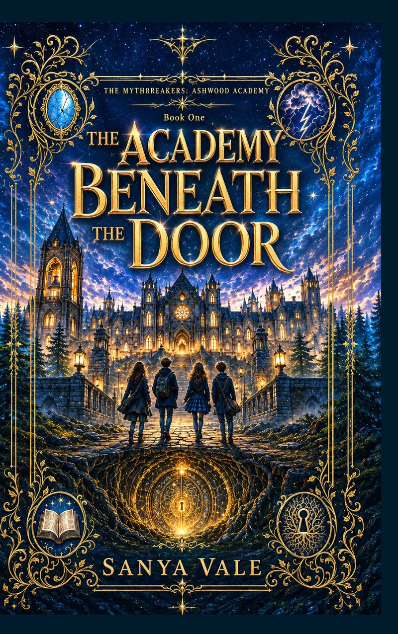 The Academy Beneath the Door book cover, Ashwood Academy fantasy series for ages 11 to 15